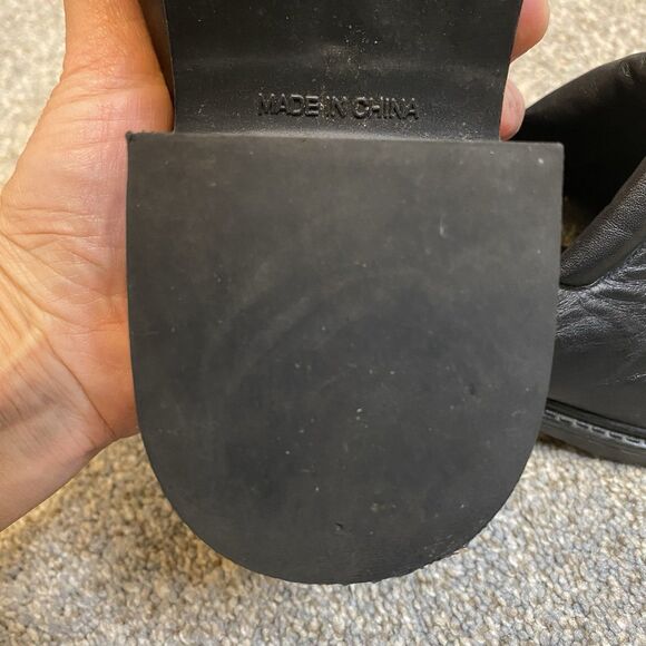 Mules Women 7.5 EU 38 Black Leather Platform Clogs Retro 70s Hippie Grunge - Picture 7 of 7